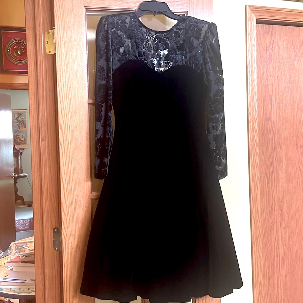Long-Sleeve Black Cocktail Dress